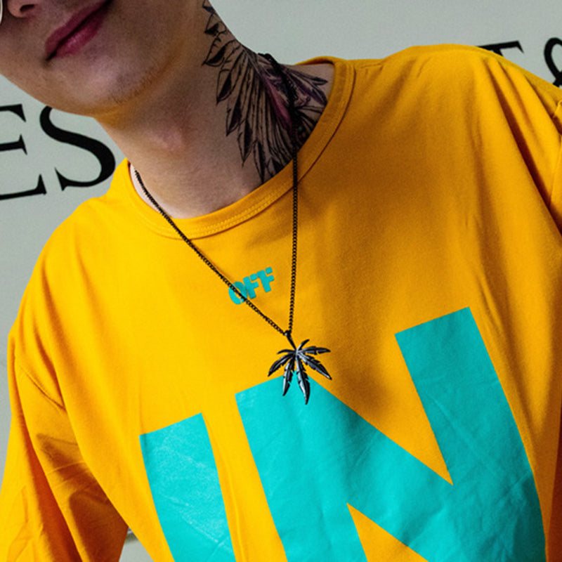 Creative Tree Hemp Maple Leaf Pendant Titanium Steel Male Necklace