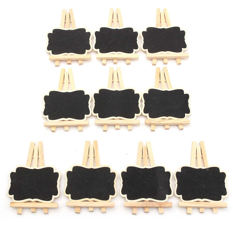 10pcs/set Mini Wooden Triangle Stand Message Blackboard Memo Crafts Office Decorations Supplies