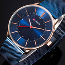 CURREN 8303 Ultra Thin Casual Style Men Wrist Watch Mesh Steel Band Quartz Watches