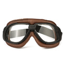 Motorcycle Retro Goggles Flying Scooter Helmet Windproof Glasses Anti-UV Brown Frame