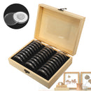 Coin Display Holder Storage Box Wooden Case With 30Pcs 51.5mm Round Slab Certified Capsules