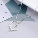 Trendy Cute Moon Cat Necklace Geometric Animal Pendant Necklace Clavicle Chain