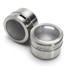 12Pcs Stainless Steel Magnetic Spice Tin Kitchen Storage Container Jars Clear Lid