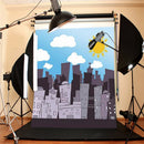 3x5FT Vinyl Cartoon City Photography Backdrop Background Studio Prop