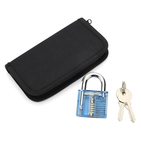 DANIU 12pcs Unlocking Lock Pick Set Key Extractor Tool with Blue Practice Padlock Lock Pick Tools