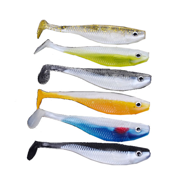 6PCS 11.5CM Soft Fishing Lure Rattle Tail Jig Bass Bait