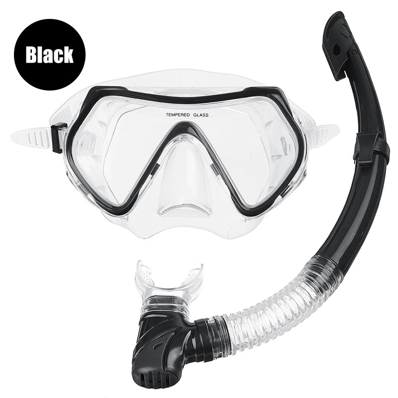 PVC Snorkel Set Snorkel Diving Mask Wide View Tempered Glass Anti-Leak Dry Top Snorkel Professional Snorkeling Set for Adult Youth