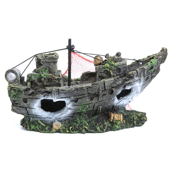Aquarium Ornament Wreck Sailing Boats Sunk Ship Destroyer Fish Tank Cave Decor Model