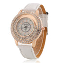 Fashion Ladies Dress Colorful Leather Band Crystal Women Quartz Watch
