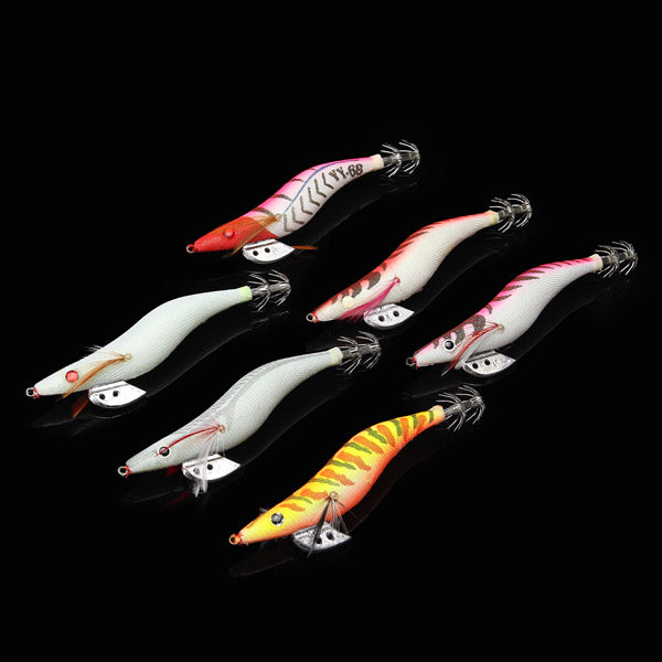 13.5cm Luminous Fish Hook Fluorescent Wooden Shrimp Squid Cuttlefish Octopus False Bait