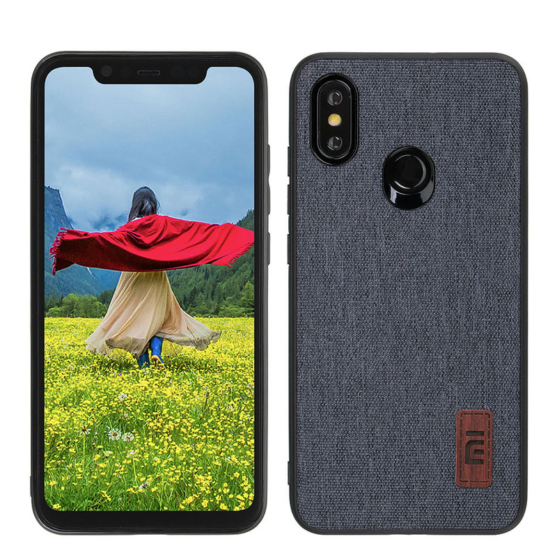 Bakeey Luxury Fabric Splice Soft Silicone Edge Shockproof Protective Case For Xiaomi Mi8 Mi 8