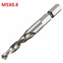 Drillpro DB-C4 HSS 1/4 Inch Hex Shank Combination Metric Drill Tap Bit M3/M4/M5/M6/M8/M10