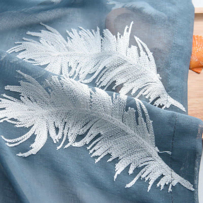 3/2/1.5/1M Embroidered Sheer Curtains for Living Room Feather Modern Design Bedroom Elegant Yarn Curtains Voile