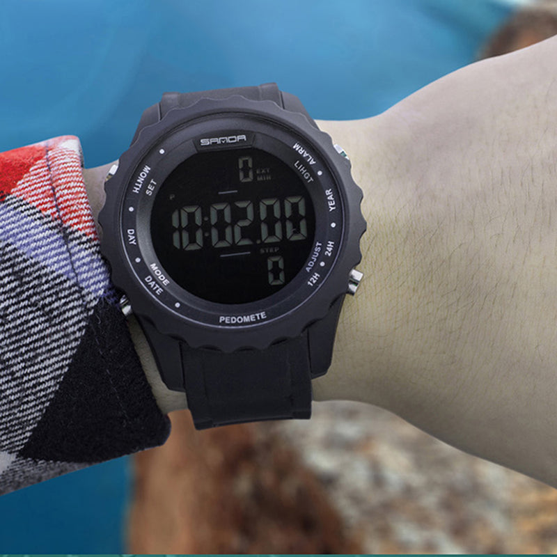 SANDA 370 Digital Watch Pedometer Alarm Motor Timing Watch Fashion Waterproof Outdoor Sport Watch
