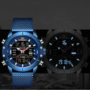 NAVIFORCE 9153 Business Style LED Dual Digital Watch Waterproof Full Steel Quartz Watch