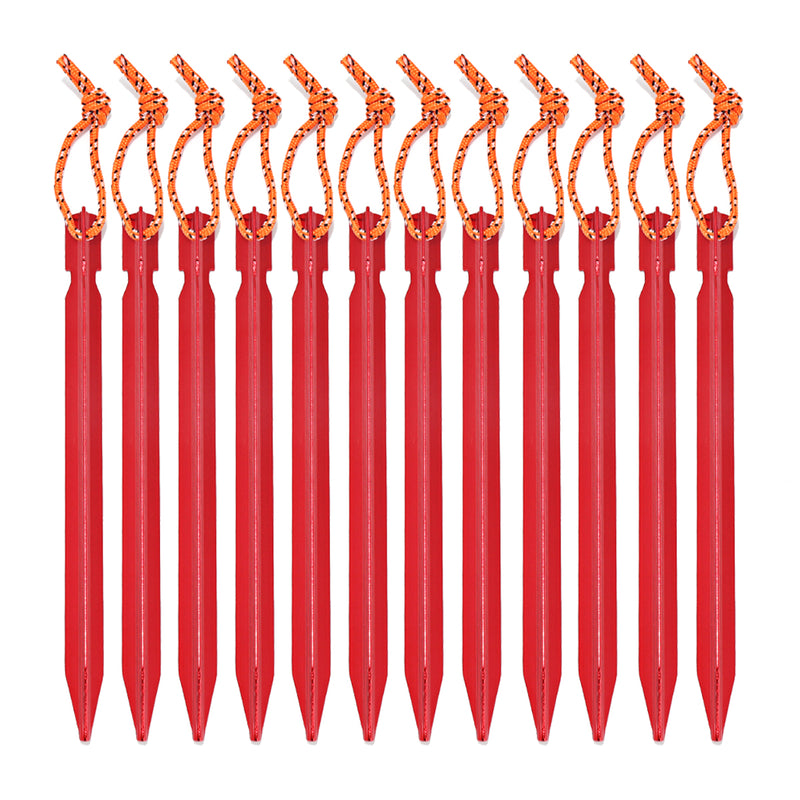 12PCS Aluminum Alloy Tent Nail Pegs Stakes With Rope Lightweight Camping Outdoor