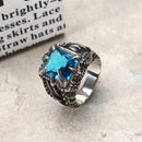 Cool Punk Dragon Claw Zircon Ring Stainless Steel High Polished Ring Halloween Jewelry