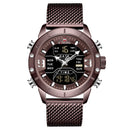 NAVIFORCE 9153 Waterproof Dual Display Watch Calendar Full Steel Business Men Digital Watch