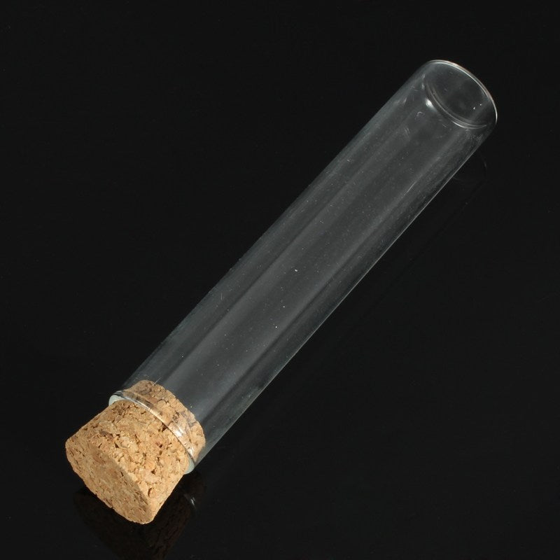 20*100mm Test Tube With Cork Clear Like Glass 5Pcs/Sets Flat-bottomed Glass Tube