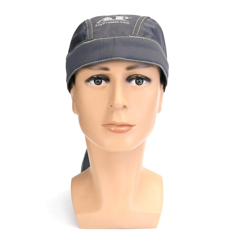 Grey Welding Flame Retardant Hat Cap Scarf Helmet Head Protection Universal