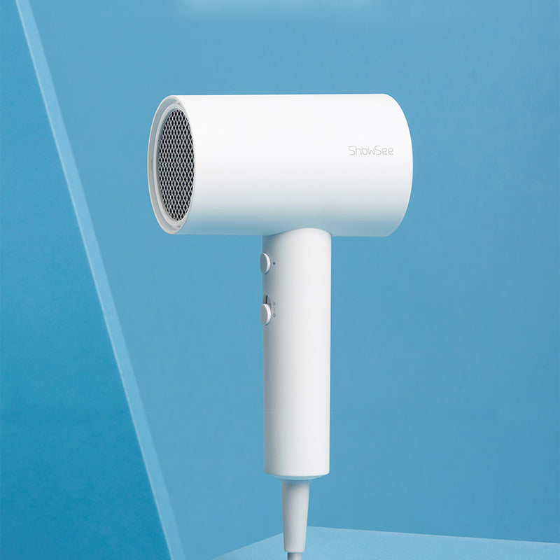 ShowSee A1-W Electric Anion Hair Dryer Negative Ion Hair Care Blower 1800W EHD Constant Temperature Hot/Cold Wind Switch 360 Rotated Tuyere