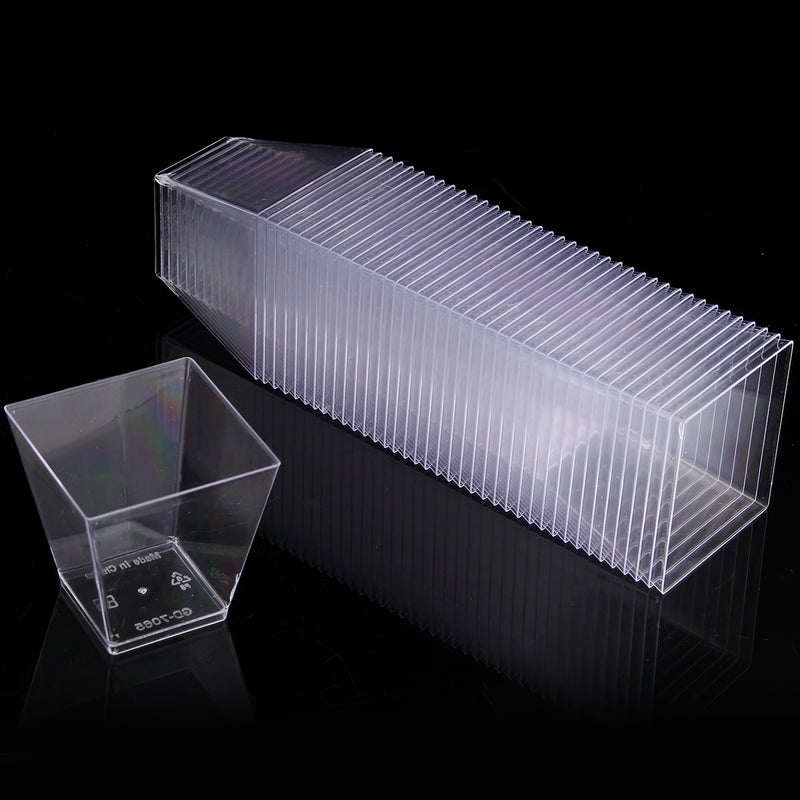 40pcs Plastic Square Mousse Cake Dessert Cup Sample Drink Jelly Tumbler Party Wedding Decor