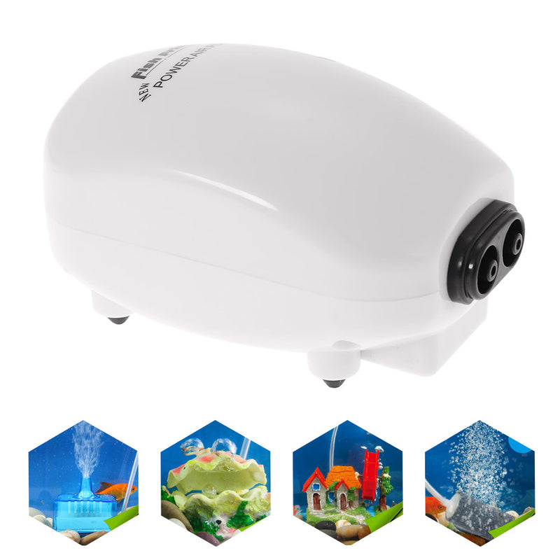 Ultra Silent Aquarium Air Pump Air Compressor Oxygen Airpump Single & Double Outlet Fish Tank Pump