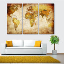 Miico Hand Painted Three Combination Decorative Paintings World Map Wall Art For Home Decoration
