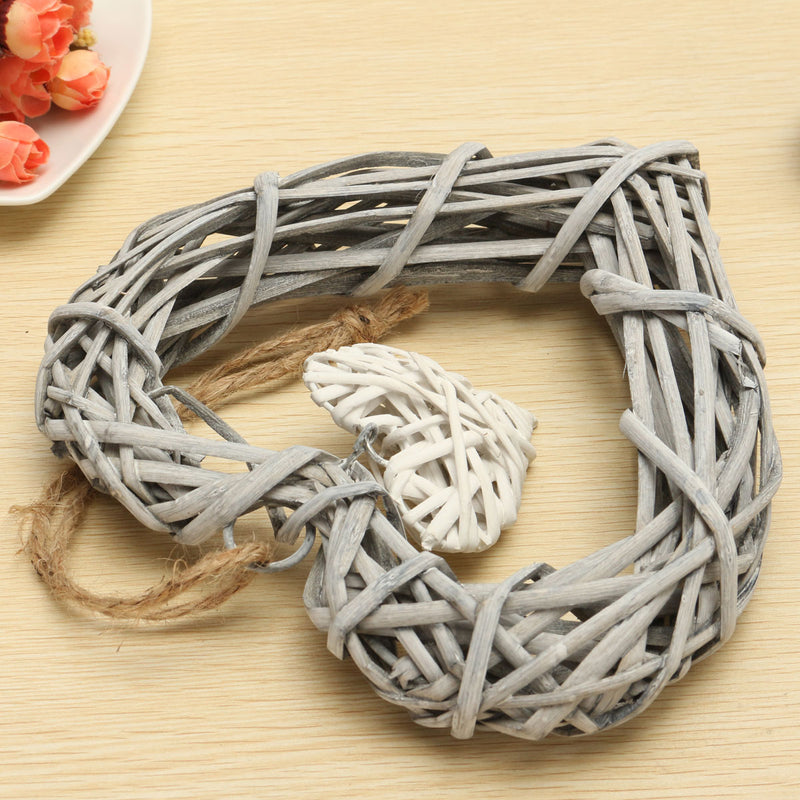 Mrosaa Heart Rattan Wicker Hanging Sepak Takraw Wedding Rattan Decor Home Party Hanging Decorations for Valentine's Love