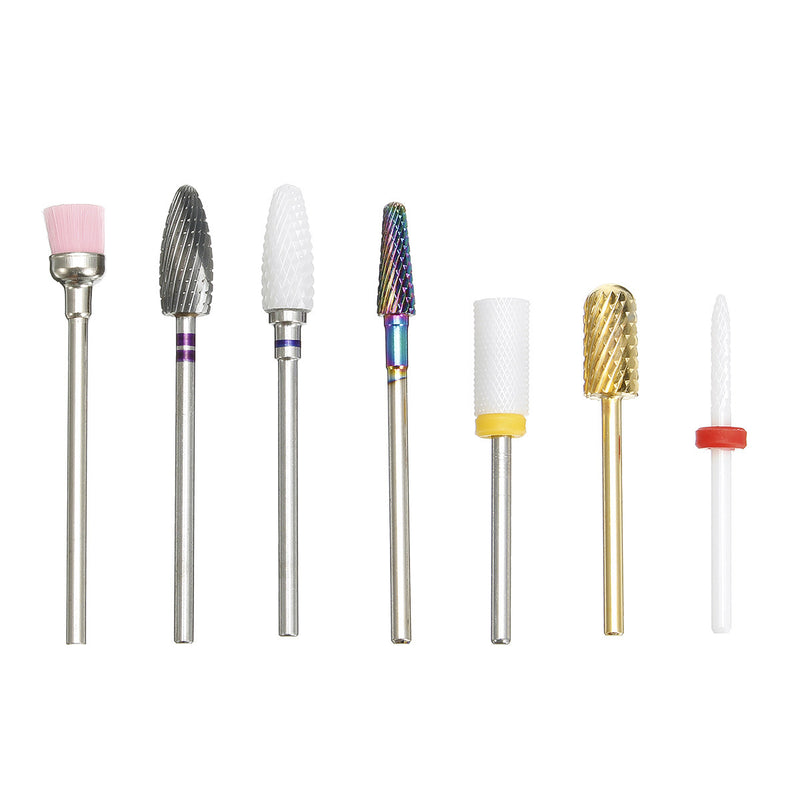 7Pcs/Set Tungsten Steel Drill Bits Files Nail Art Manicure Machine Pedicure Tools