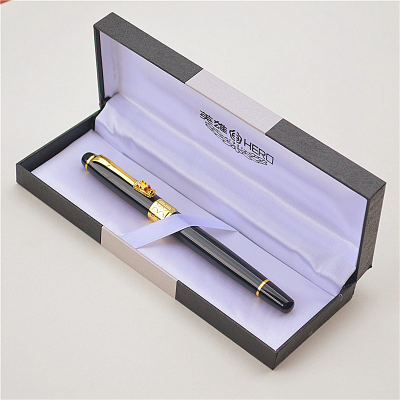 Hero 8608 Luxurious Business Fountain Pen 0.7mm Nib Full Metal Chinese Dragon Writing Pen Signing Pen Office School Stationery Supplies Gift for Friends Families