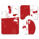 Honana 4PCS Bathroom Waterproof Shower Curtain Bathroom Lid Toilet Cover Pedestal Rug Bath Mat