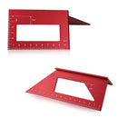 Red Aluminum Alloy Woodworking Scriber T Ruler Multifunctional 45/90 Degree Angle Ruler Angle Protractor Gauge