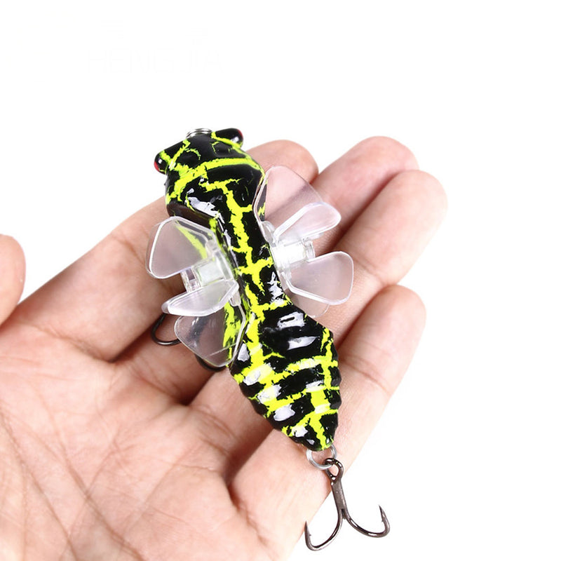 HENGJIA 1PCS Cicada-shaped Fishing Lure Rotating Tail Popper Topwater Swim Crankbait Artificial Hard Bait