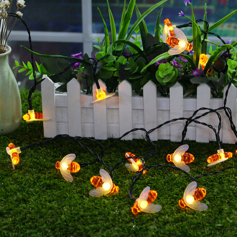 Solar Powered 5M 20LEDs Waterproof Honey Bee Fairy String Light for Garden Yard Christmas