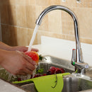 Chrome Modern Kitchen Sink Basin Faucet Twin Lever Rotation Spout Cold and Hot Water Mixer Tap