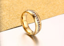 Titanium Steel Gold-plated Perimeter Crystal Stick Diamond Ring