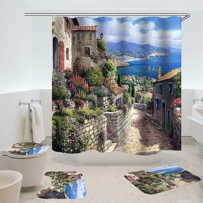 Scenery Theme Bathroom Shower Curtain Mouldproof Waterproof Polyester Bath Decorative Curtain