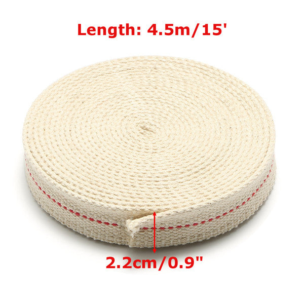 7/8 Inch Flat Cotton Wick 15 Foot Length Wick For Oil Lamps and Lanterns 4.5M