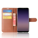 Litchi PU Leather Flip Card Slots Bracket Wallet Case for Samsung Galaxy A8 2018