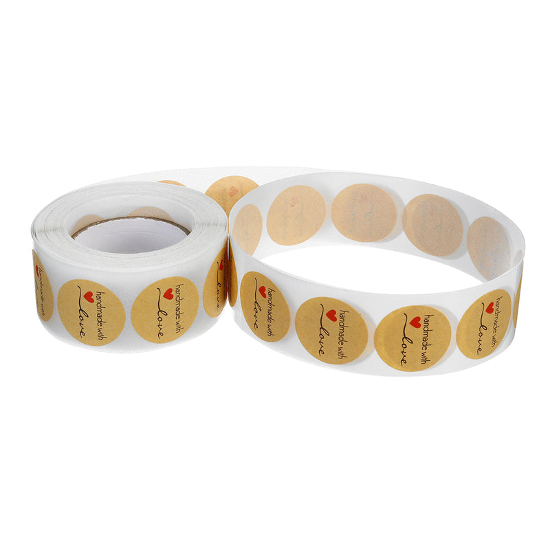 500PCS Kraft Paper Handmade With Love Sticker DIY Gifts Wrap Cookies Packaging Sticker