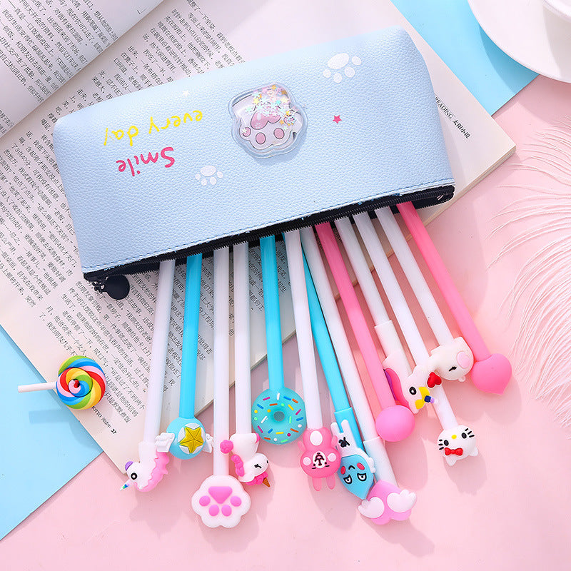 Creative Pencil Case School Strawberry Cherry Pencil Bags Stationery PU Leather Pencil Bag School Supplies Students Gifts