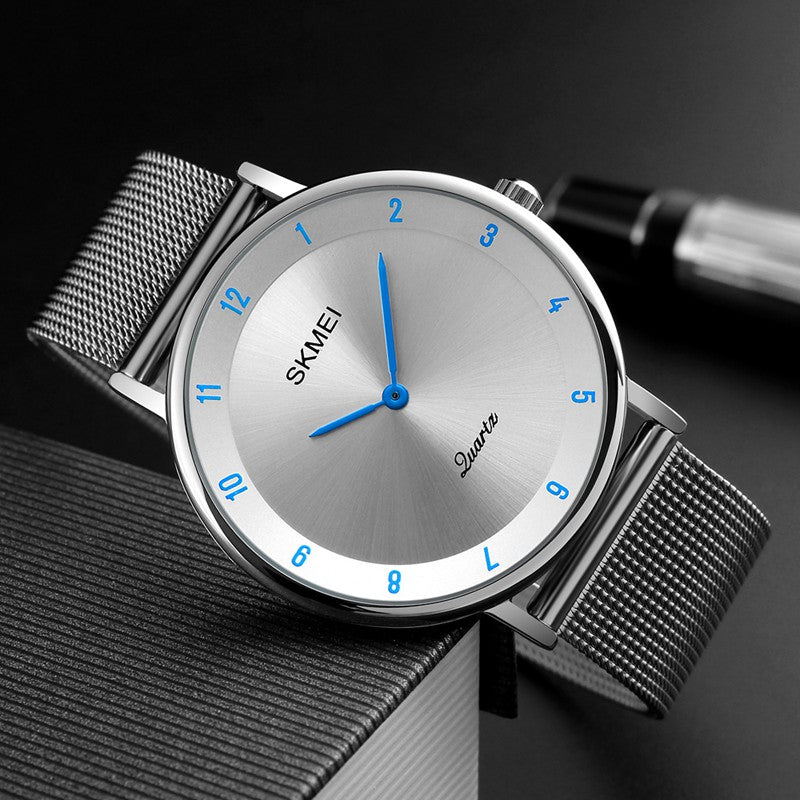 SKMEI 1264 Casual Style Ultra Thin Men Watch Stainless Steel Wristband Quartz Movement Watch