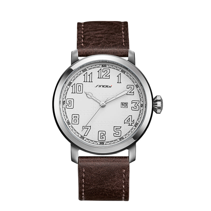 SINOBI 9813 Fashion Big Number Luminous Display Men Business Style Quartz Watch