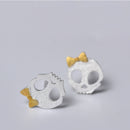 Punk Skull Skeleton Golden Bowknot Ear Stud Vintage Silver Earring Gift for Girl Women