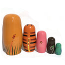 5Pcs/Set Russian Nesting Dolls Wooden Handmade Painting Animals Matryoshka Dolls Decorations