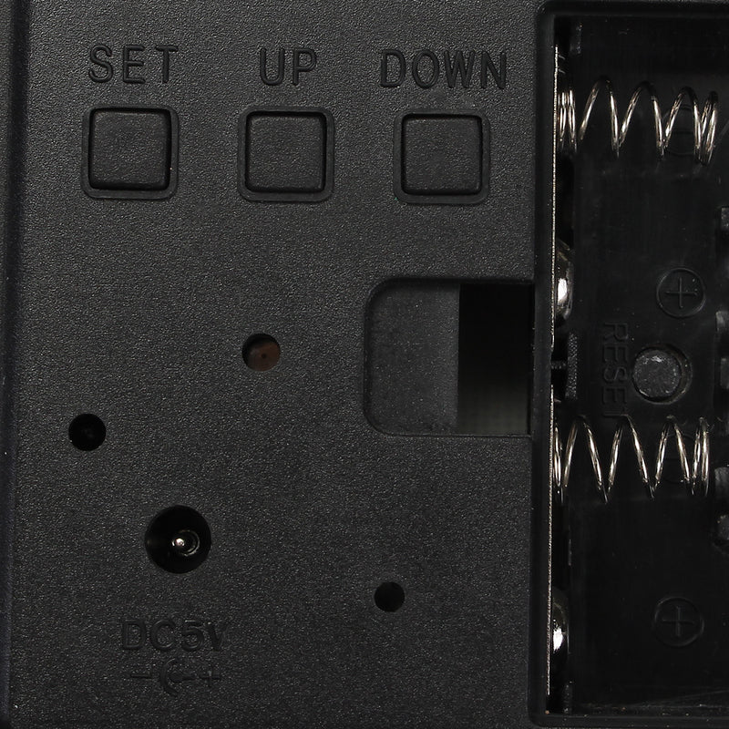 Wooden LED Digital Alarm Clock Dual Voice Control Calendar Thermometer