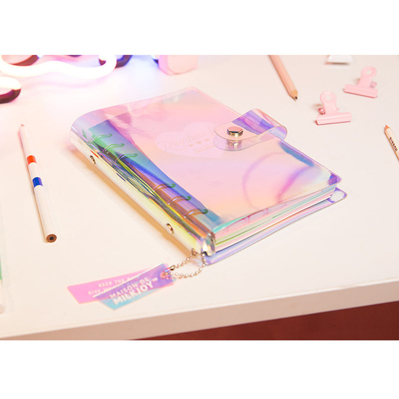 Spiral Notebook Planner Organizer Dividers Agenda Weekly Personal Travel Diary Journal Laser Transparent Rainbow Note Books