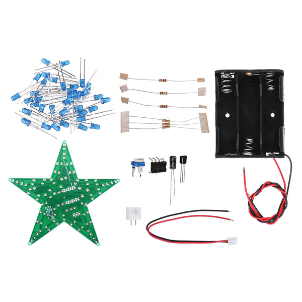 10pcs DIY Blue Light LED Flash Kit With Battery Box Pentagram Light Star Light Kit
