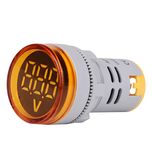 10pcs Yellow ST16VD 22mm Hole Size 6-100 VDC Digital Voltmeter Round Voltage Detector Tester Mini LED Voltage Indicator Signal Light Monitor